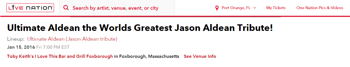 Live Nation listing screenshot